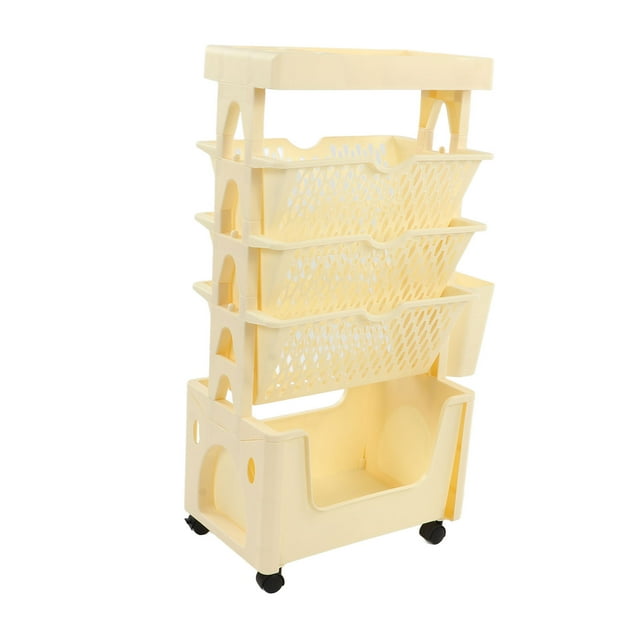 Movable Book Rack Large Capacity 5 Layer Thickened Rollers Multifunctional Bookshelf For Bedroom Living Room