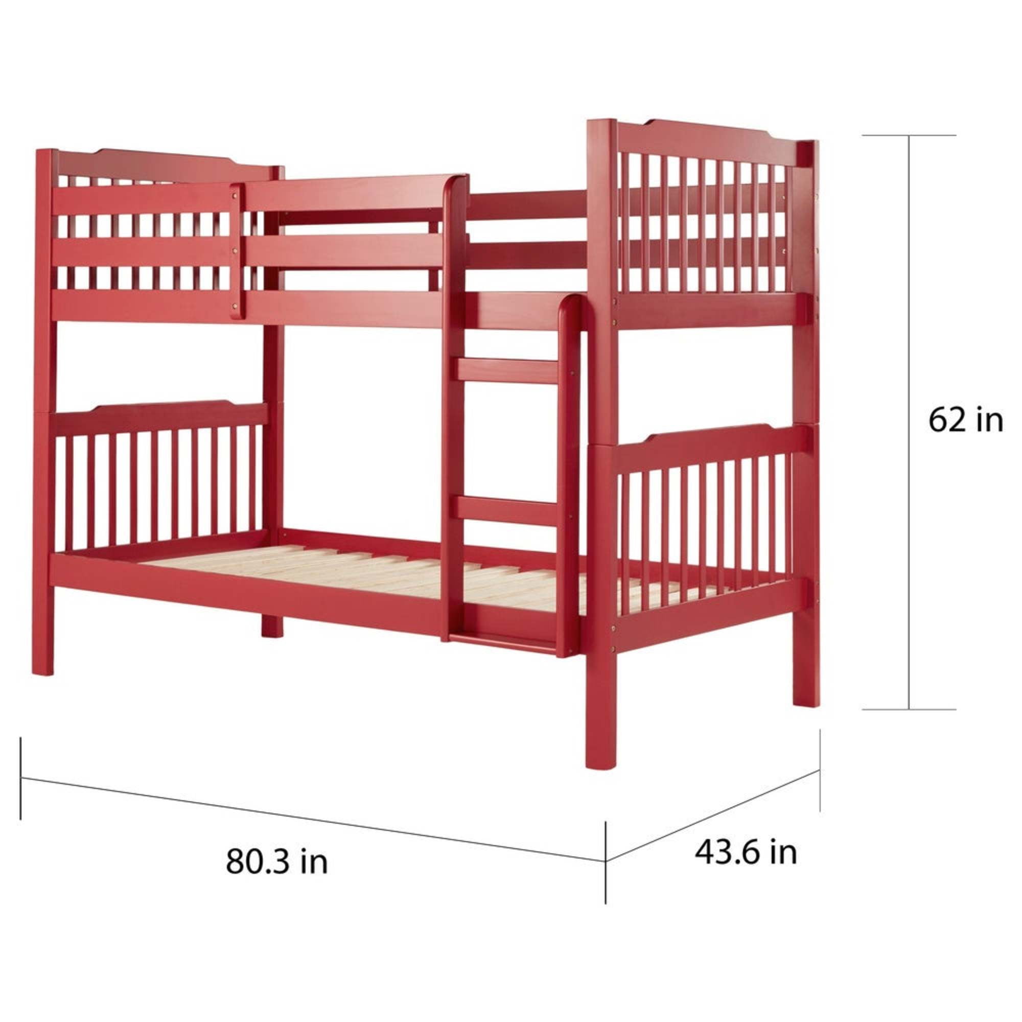 Chelsea Lane Elise Convertible Twin over Twin Wood Bunk Bed, Mahogany