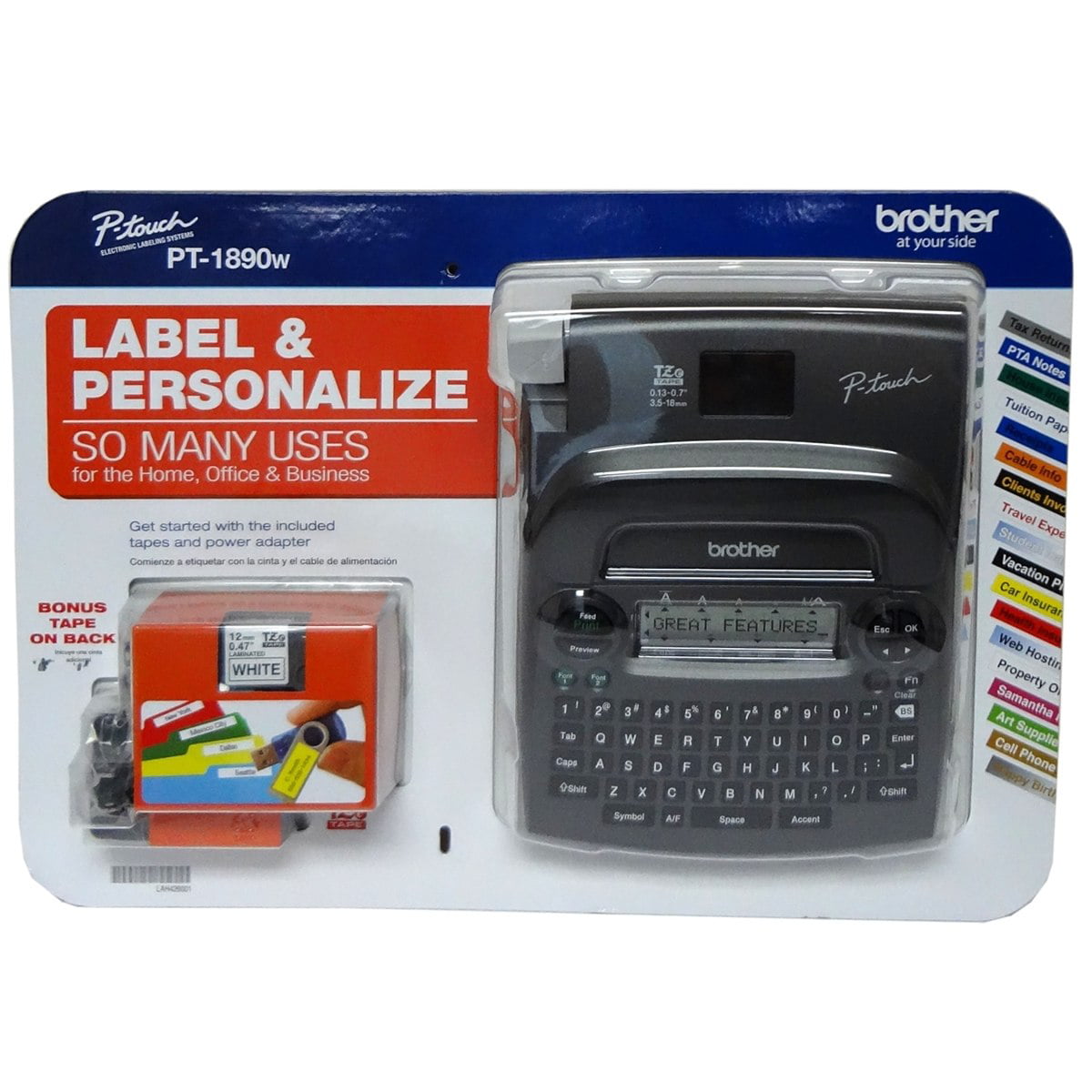 Brother P-touch Pt-1890c Deluxe Home Office Labeler 2 Bonus Wider 18mm Tapes for sale online 