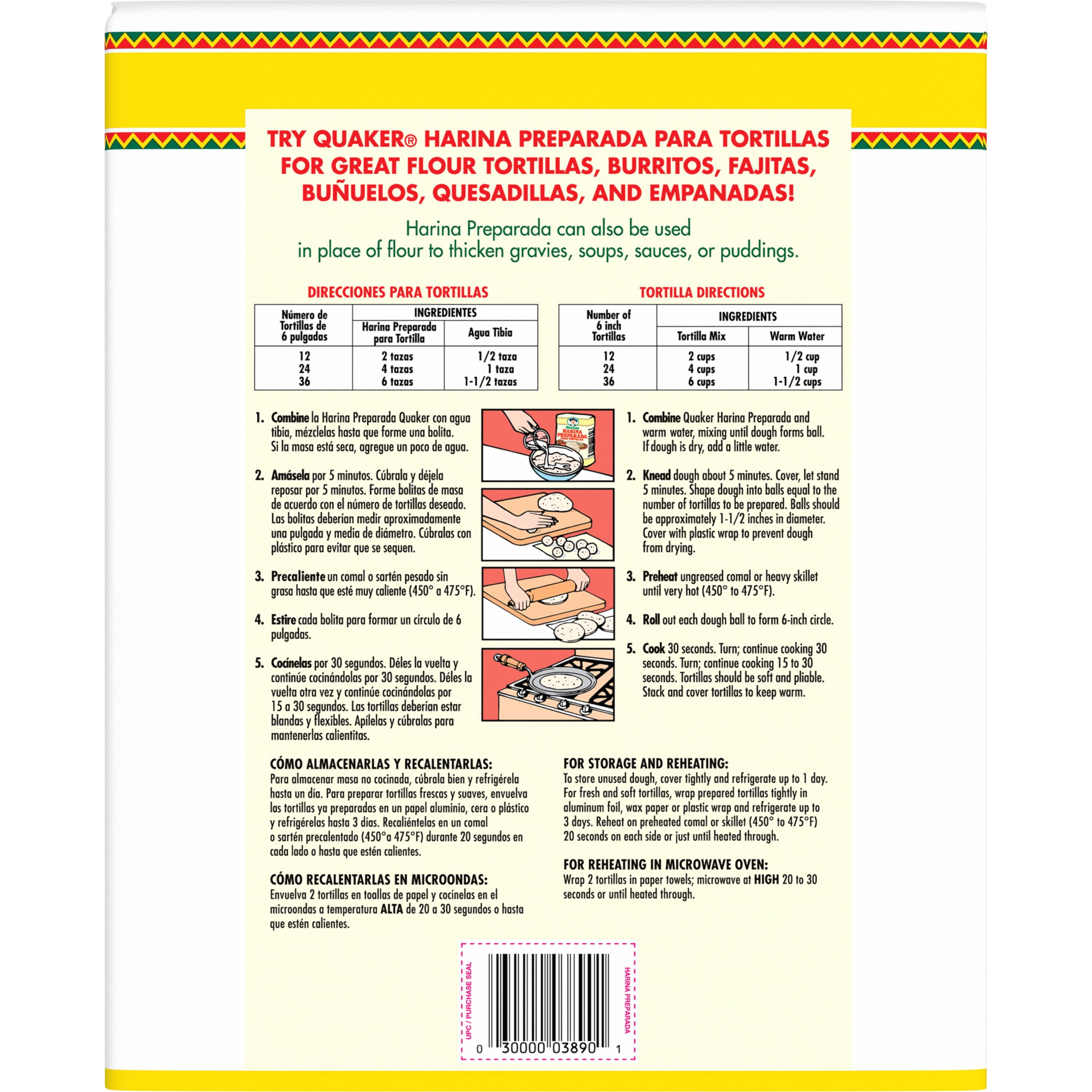 Quaker Harina Preparada Para Tortillas White Flour Tortilla Mix, 20 lb Bag, 320 oz