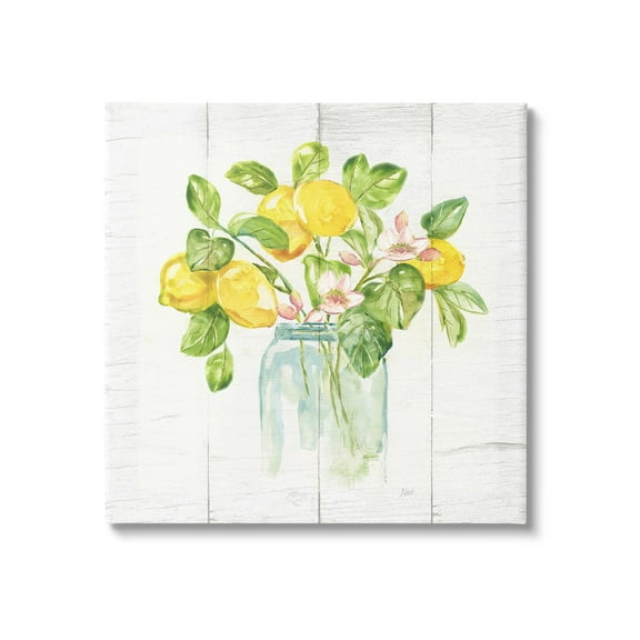Stupell Industries Lemon Blossom Bouquet Food & Beverage Painting Gallery Wrapped Canvas Art Print Wall Art, 17 x 17