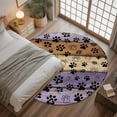 thumbnail image 3 of Purple Dog Paws 3ft Round Rug, Farmhouse Vintage Modern Purple Brown Wood Non-Skid Rubber Backing Large Area Rugs - Living Room Bedroom Home Office, Indoor Floor Mat Carpets Washable Rug, 3 of 9