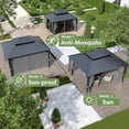 thumbnail image 3 of Kullavik 12'x14' Hardtop Gazebo, Outdoor Double Roof Canopy with Netting and Curtains, Galvanized Metal Frame, Sunshade for Patio, Backyard, Deck and Lawns-Gray, 3 of 7