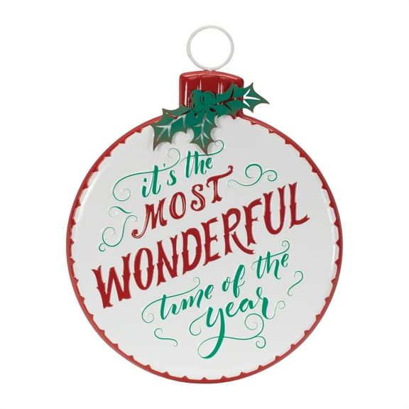 Melrose Wonderful Time Christmas Ornament Wall Sign - 16"