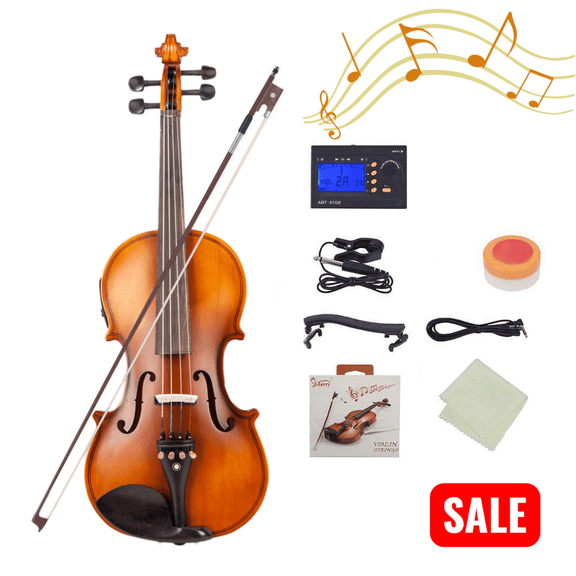 Tcbosik 4/4 Violin For Beginners, Acoustic Violins Set with Electronic Tuner and Connecting Wire, Fiddle Kit with Case, Bow, Strings and Shoulder Rest, Matte Color