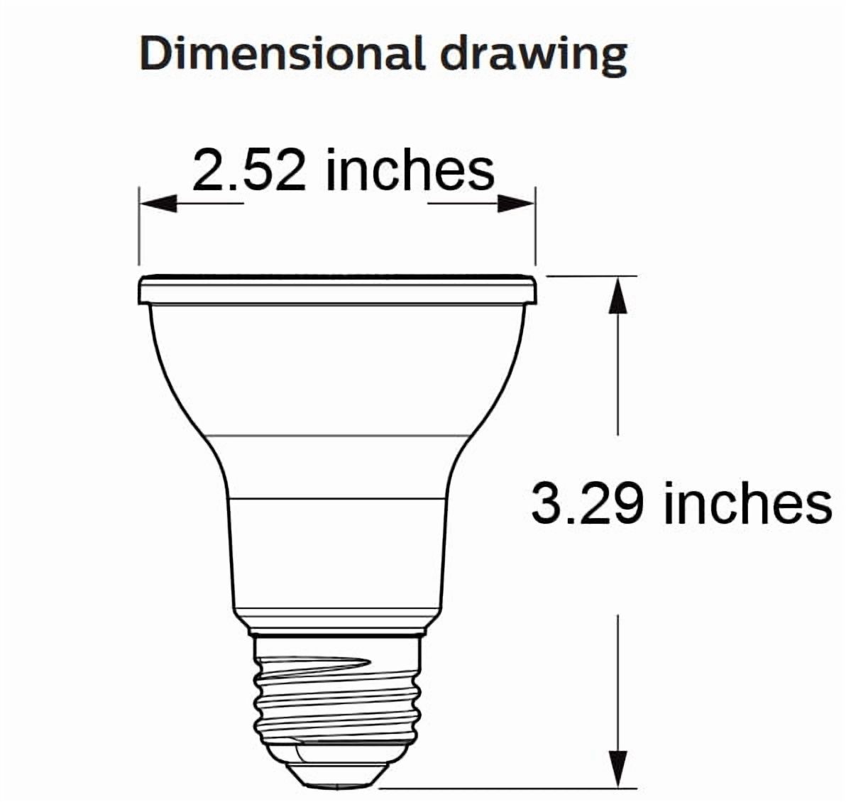 Philips LED FLood Light Bulb,  PAR20, 2700K, 8.5 watts, 600 lumens, medium base, 8.5PAR20/PER/927/F25/DIM/EC/120V, 53526  (case of 6)
