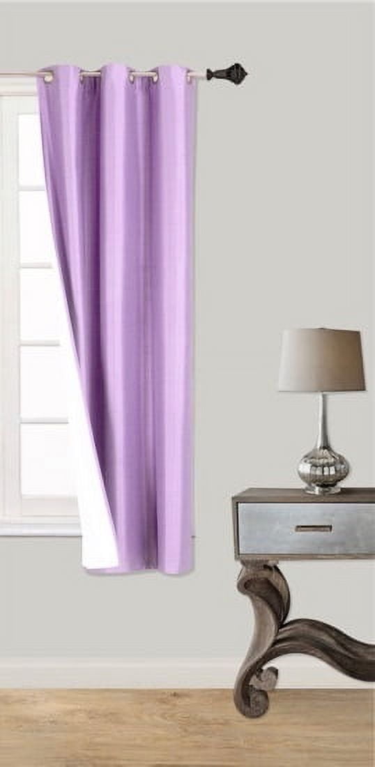 1 Pair Lilac Lavender Light Purple Noa 63" Length Insulated Lined 100% Heavy Thick Blackout Silver Grommet Window Curtain Panels Drapes Not See Through Energey Saving