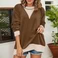 thumbnail image 4 of Crewneck Sweatshirts for Women 2025 Fall Winter Long Sleeve Casual Color Block Sweatshirt Pullover Tops, 4 of 5