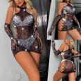 thumbnail image 2 of Señoras Moda Lencería Mallas Hollow Slim Fit Sexy Brillante Taladro Halter Cuello Cadera Paquete Vestido Guantes Traje Fridja nalpqowj42148, 2 of 9