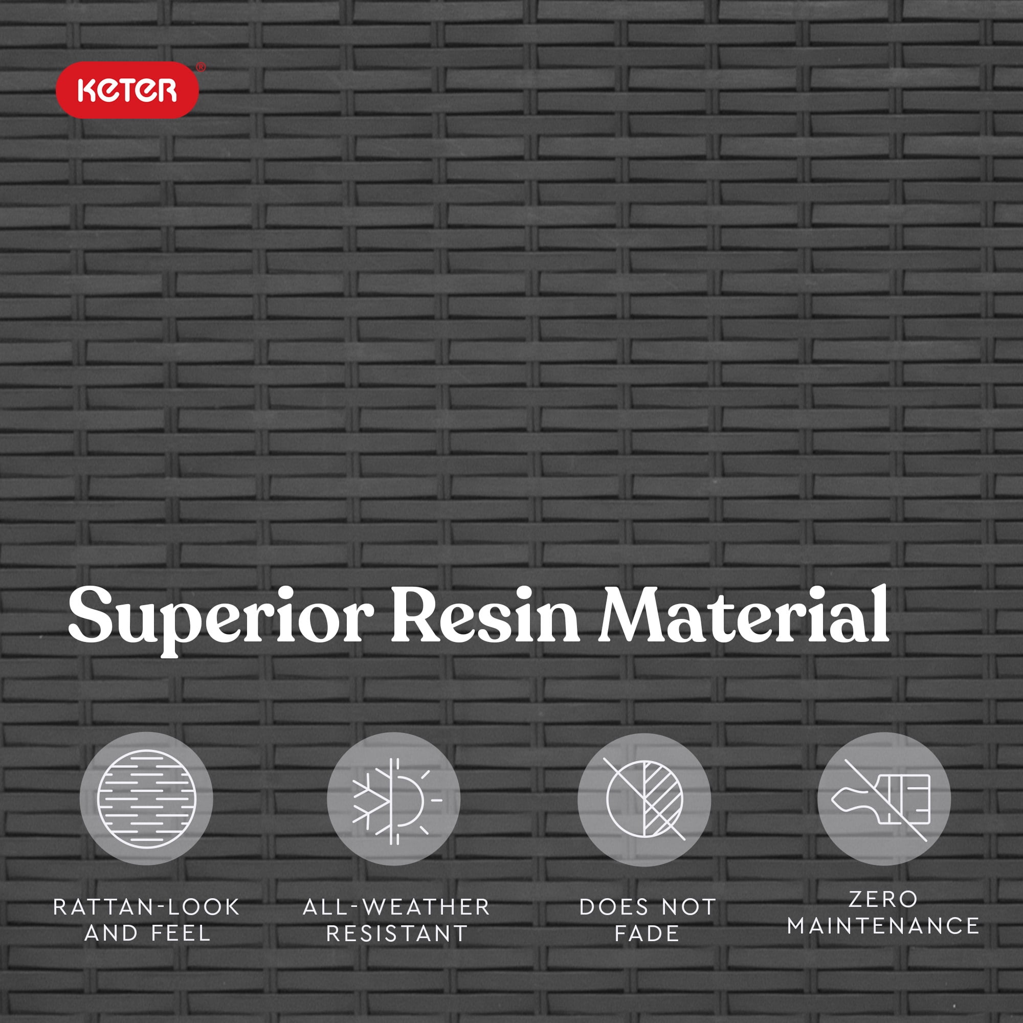 Keter Rio 3-Piece Outdoor Set, All-Weather Resin Rattan Patio Lounge Furniture, Graphite