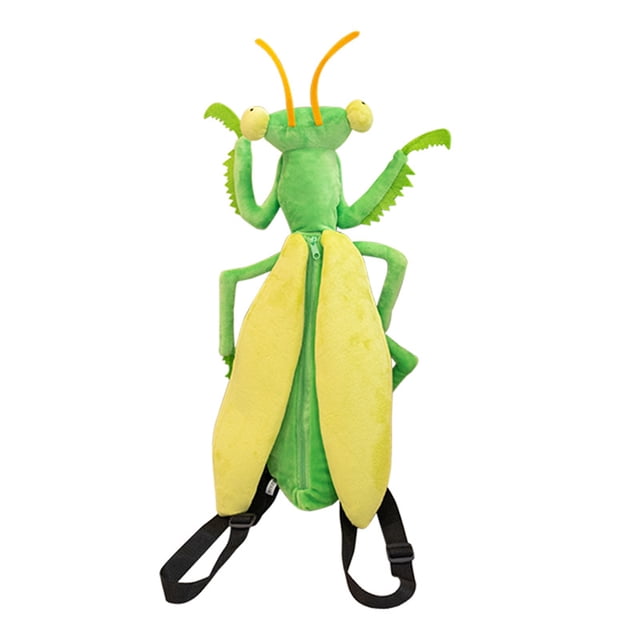Mochila de peluche con forma de mantis con dibujos animados de 45 cm para niños