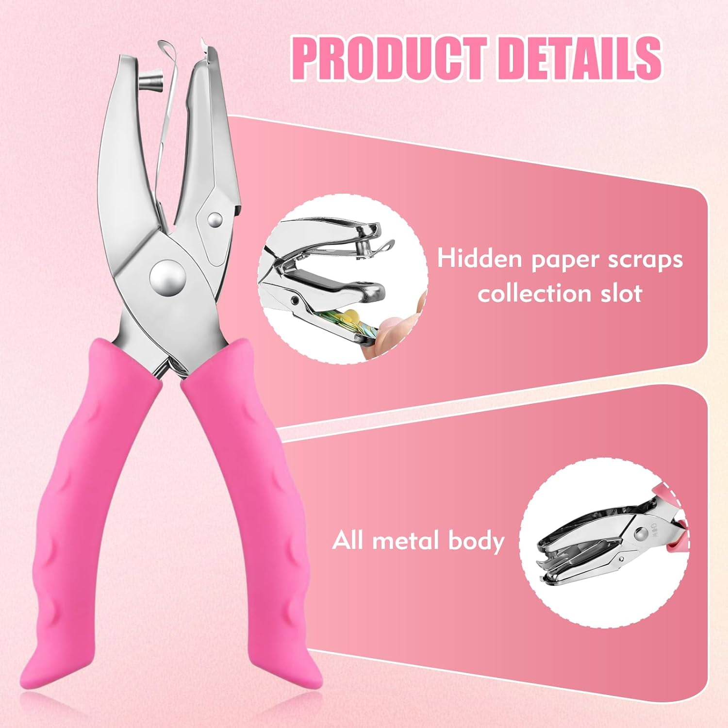 Hole Punch, Single Hole Punch with Soft Grip, for Cardboard, Labels, and Scrapbooks
