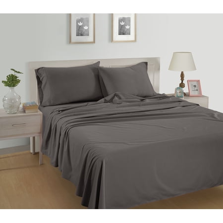 casa platino 100% long staple cotton 3 piece percale twin size bed sheets set fits mattress upto 15 deep - charcoal