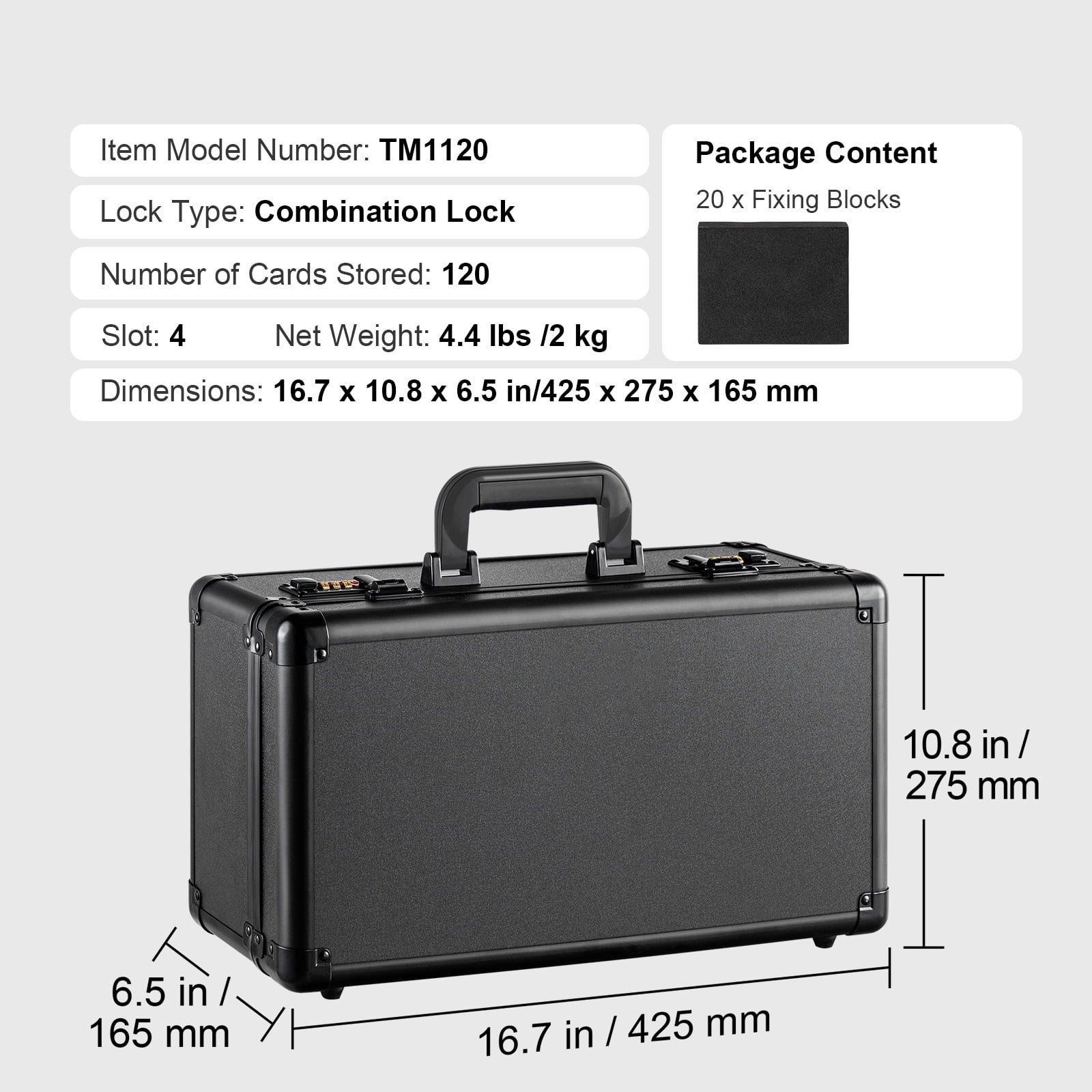 KFFKFF Collector's Card Storage Box with 4 Compartments, Secure Coded Lock, and Adjustable Foam Dividers, Fits 120 PSA, 84 BGS, 96 SGC, 428 Top Loaders, or Over 999 Loose Cards