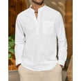 thumbnail image 5 of sogami Long Sleeve Linen Henley Shirts for Men Casual Hawiian Shirt with Pocket, 5 of 6