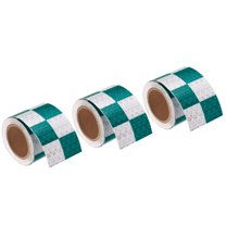 Uxcell Reflective Tape, 3 Roll 10 ft x 2-inch Adhesive High Visibility Safety Tape Reflector, Square Green White
