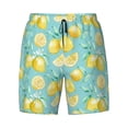 thumbnail image 4 of Lsque Mens Swim Trunks Yellow Lemon Pattern - Bathing Suit Compression Liner - Beach Swim Shorts Swimwear - (S-3XL) - Stretch Quick Dry -Medium, 4 of 9