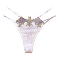 thumbnail image 2 of Fulorrnie Women's Bat Embroidered Thong Underwear Crisscross Straps Seamless Panties Lingerie Briefs Nylon Spandex Stretch Fit No Show Delicate Design, White, One Size, 2 of 4