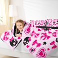 thumbnail image 3 of Castle Fairy Goth Halloween Skull Full Size Bedding Sets 7 Pieces,Cute Bow Heart Full Size Bed in a Bag,Pink White,Black Reversible, 3 of 7