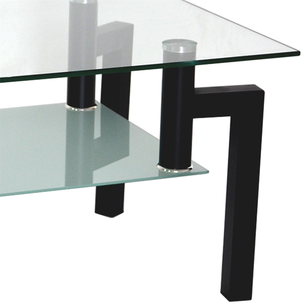Glass Coffee Table, Rectangle Clear Coffee Table, Modern Side Center Tables for Living Room