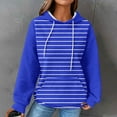 thumbnail image 2 of QATAINLAV Stripe Hooded Sweatshirts Womens Long Sleeve Hoodies Casual Waffle Knit Pullover Tops Outdoor Sweat Shirts with Pocket Best Sales Today Blue M, 2 of 7