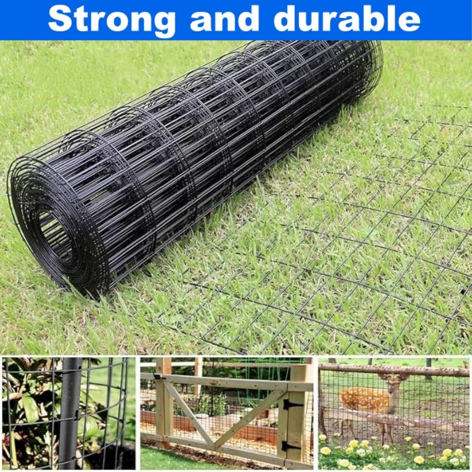 36" x 33' Black Vinyl Coated Welded Wire Mesh Fence, 16 Gauge Heavy Duty Galvanized Steel Hardware Cloth, Rust-Resistant Garden Fencing for Poultry, Pets, and Vegetable Protection