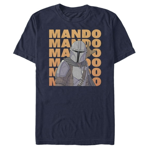 Men's Star Wars: The Mandalorian Mando Text Stacked Graphic Tee Navy Blue 2X Large