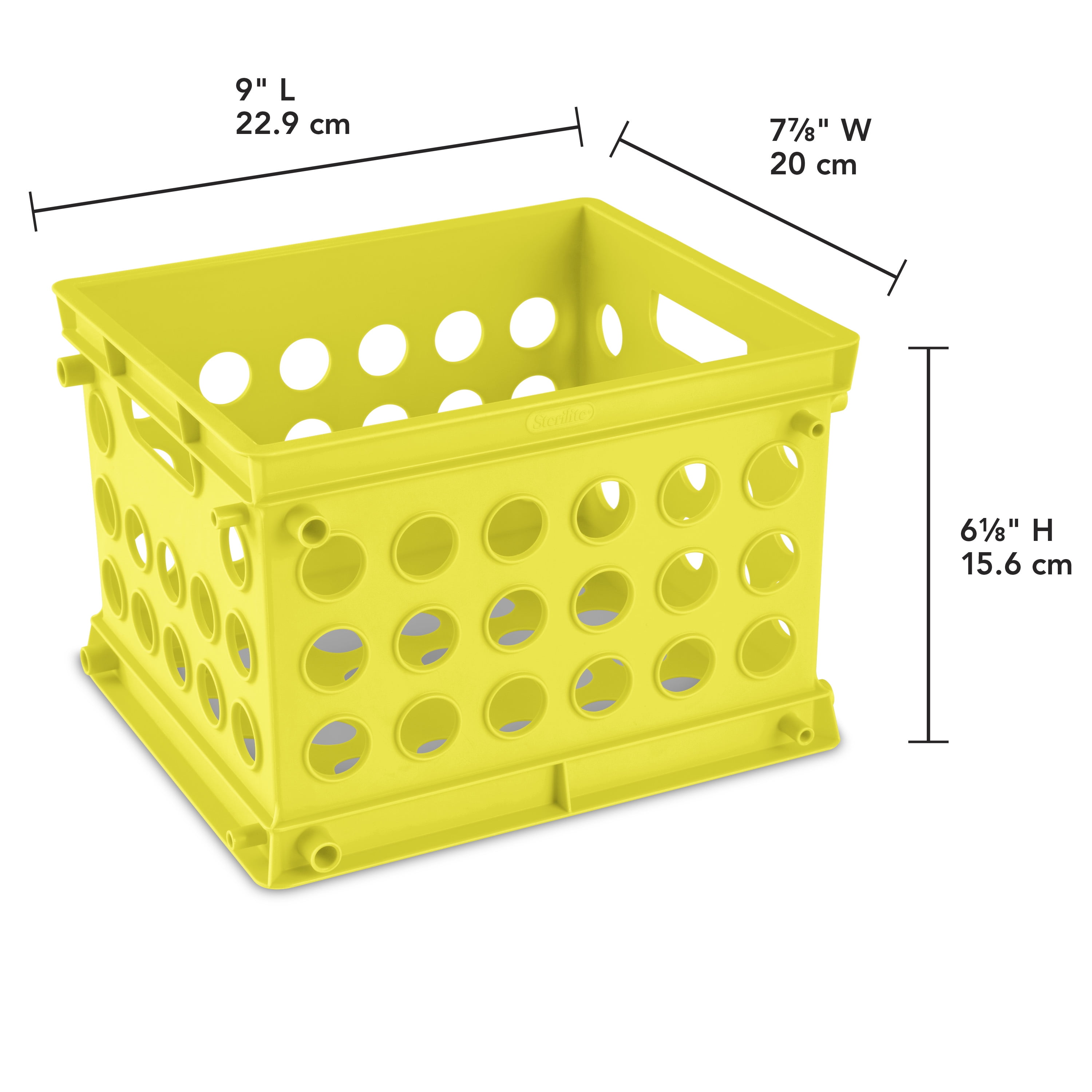 (6 pack) Sterilite Mini Crate Plastic, Lemon Lime