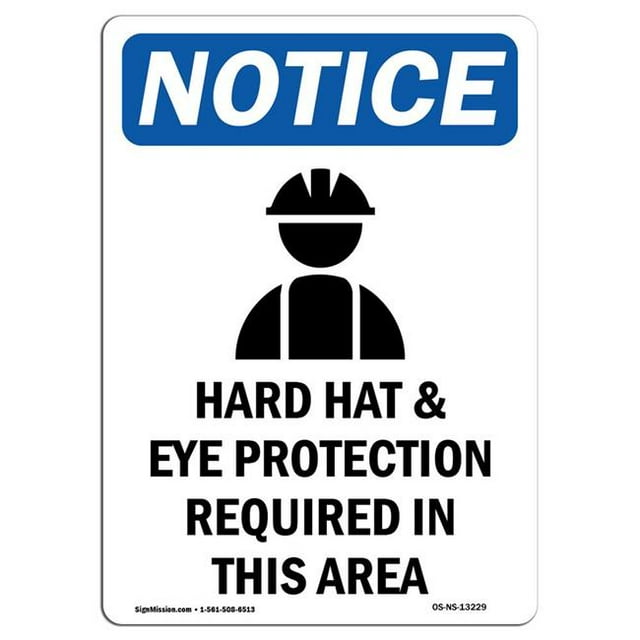 SignMission OS-NS-A-1218-V-13229 12 x 18 Po Panneau de Signalisation OSHA - Casque et Protection des Yeux