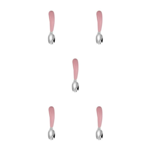 Bewildely Vajilla para niños, cuchara, tenedor, diseño de compartimento, cuchara de alimentación, , cubiertos sin óxido, tenedor rosa Type2 NO2