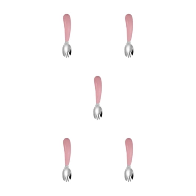 Bewildely Vajilla para niños, cuchara, tenedor, diseño de compartimento, cuchara de alimentación, , cubiertos sin óxido, tenedor rosa Type2 NO2