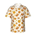 thumbnail image 2 of Xecao Pumpkin Maple Leaves print Hawaiian shirt - a stylish short-sleeve button-down for men, perfect for casual beach and tropical outings., 2 of 9
