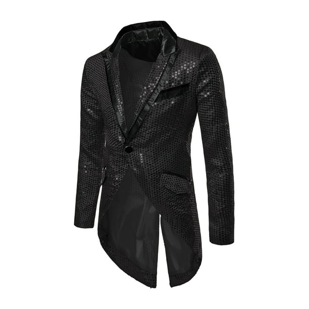 Lars Amadeus Men s Sequin Tailcoat Tuxedo Blazer Party Show