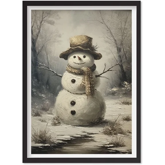 Snowman Print | Snowman Wall Art | Christmas Art | Christmas Prints | , Matte Canvas Stretched, Posters for Room Bedroom Living Room Bathroom Wall Decor, Posters & Art Prints, Gift.