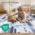 thumbnail image 4 of ODIKA 4'x6' Blue White Denim Abstract Geometric Modern Washable Area Rug Contemporary Scattered Rectangles Squares Non-Slip, Chair-Friendly, Flatwoven for Home Office, Under Desk, 4 of 7