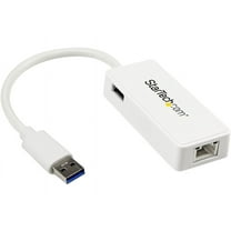 StarTech.com USB 3.0 to Gigabit Ethernet Adapter NIC w/ USB Port, White