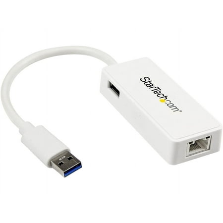 StarTech USB31000SPTW USB 3.0 Gigabit Ethernet Adapter NIC w/ USB Port - White