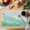 thumbnail image 2 of Turquoise Coastal Wave Placemats Set of 8, Summer Modern Ocean Beach Placemats for Dining Table, Place Mats for Kitchen Tabletop, Waterproof Wipeable Dining Table Mats Set, 2 of 9