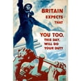 thumbnail image 2 of Harold Forster 14x18 Black Ornate Wood Framed Double Matted Museum Art Print Titled - Britain Expects that You Too, This Day, Will Do Your Duty (Between 1939 and 1946), 2 of 5