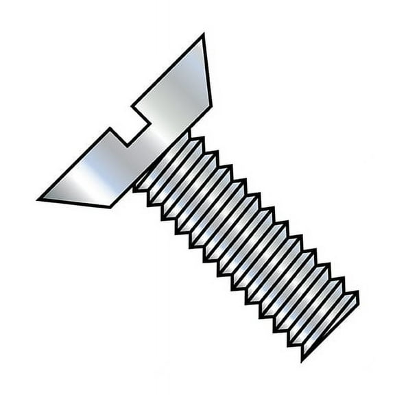 #10-32 x 1/2 in Slotted Flat Machine Screw, Zinc Plated Steel, 10000 PK