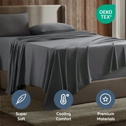 Nestl King Sheet Sets, 1800 Series Deep Pocket 4 Piece, Luxury Soft Microfiber Bed Sheet Sets, CHARCOAL STONE GRAY