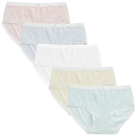 FEOYA 5 Pack Girls Cotton Underwear Kid Soft Panties Comfort Panty Hipster Panties Breathable Briefs Cute Underpants Comfortable Brief with Lace Trimmed Panties M