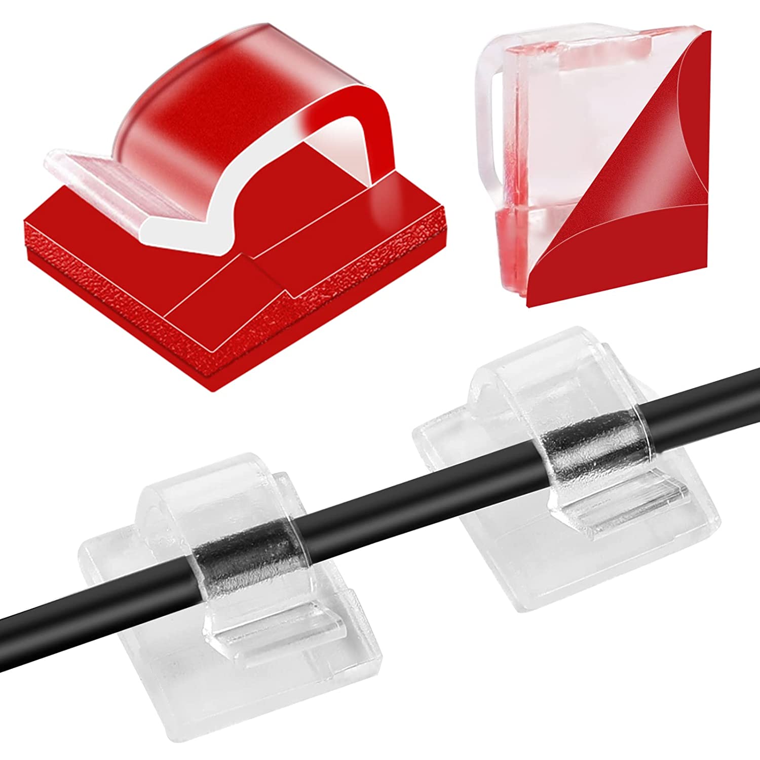 60 Pieces Cable Clips, Outdoor Light Wire Clips with Adhesive Cable