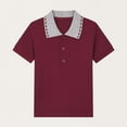 thumbnail image 4 of HOMADLES Boys School Uniform T Shirt Summer Lightweight Pullover Tops Boys Pique Polo Shirt Button Closure Fashion Skirt Red 9 T, 4 of 5