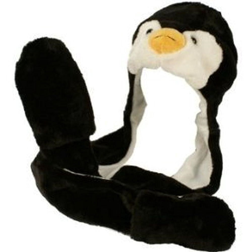 Penguin Plush Cosplay Hat with Mittens 