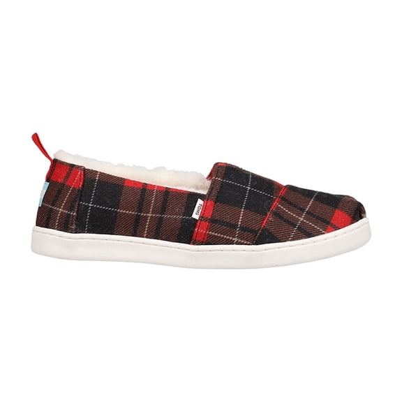 TOMS Girls Alpargata Plaid Cozy Slip On Flats Casual Shoes