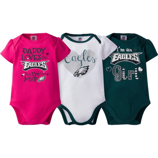 NFL NFL Philadelphia Eagles Baby Girls Short Sleeve Bodysuit Set, 3