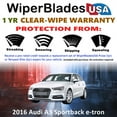 thumbnail image 2 of 2016 Audi A3 Sportback e-tron Beam Wiper Blades Wipers w/1yr Warranty (Set of 2) (WiperBladesUSA), 2 of 5