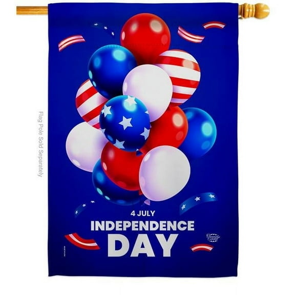 Ornament Collection H192640-BO 28 x 40 in. Ballons of Independence American Fourth July Vertical House Flag with Double-Sided Decorative Banner Garden Yard Gift