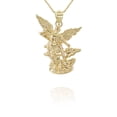 thumbnail image 2 of 14K Yellow Gold 7/8" Christian Saint Michael The Archangel Defeating Satan Guardian Charm Pendant Necklace - 22", 2 of 3
